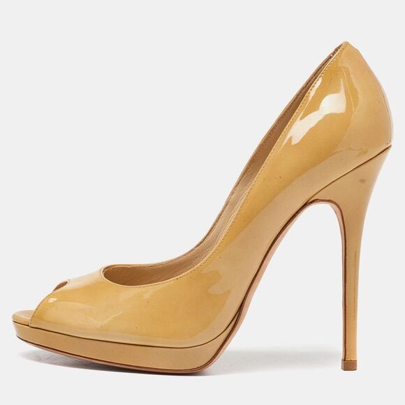 Jimmy Choo Beige Patent Leather Crown Peep Toe Pumps Size 40,New Products : American Fashion Style Bags On Sale